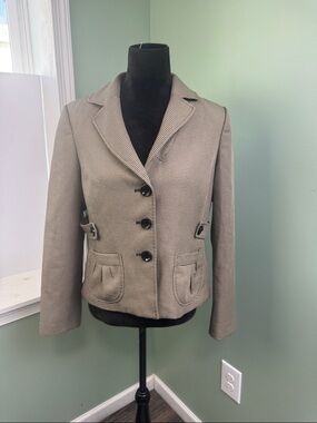 Suit Studio Taupe/black Textured Blazer Jacket 10
